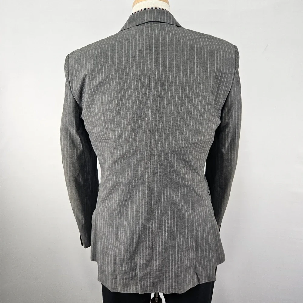 Banana Republic Men's Sport Coat Blazer Two Button Gray Striped Cotton Size 40S